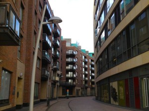 Mix-use complex built during the economic boom known as the Celtic Tiger.