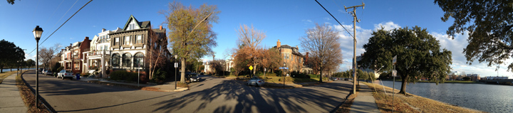 Mason's home on Norfolk's gorgeous Mobray Arch.  (In 1998, I lived in an apartment in the yellow house to the left of the tutor house.)