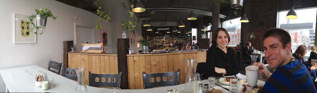 Cafeteria tables on the upper level of Third Space.