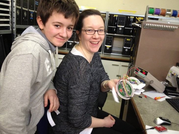 Emma and Ryan with a their working robot.