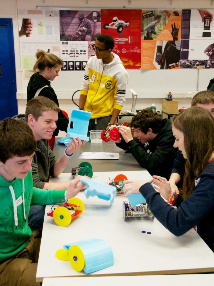 These students were obviously having a great time building robots!