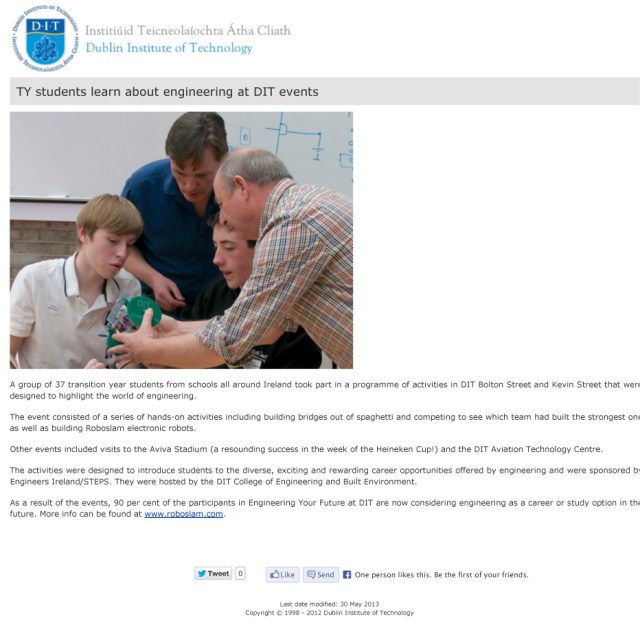 DIT Dublin Institute of Technology - TY-students-learn-about-eng