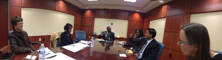 Discussing STEAM subjects: Caroline Martin, Dr. Judy Stewart, Orlando Robinson, Dr. Michelle Claville, Romdon Roopchan, and Dr. Shannon Chance.