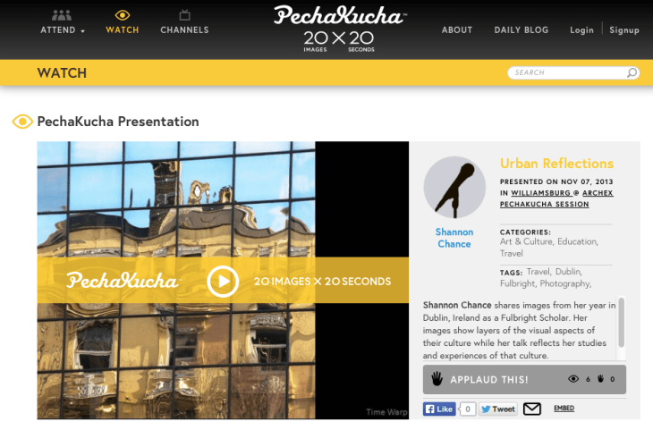 Shannon's November 2013 Pecha Kucha presentation of Irish Reflections