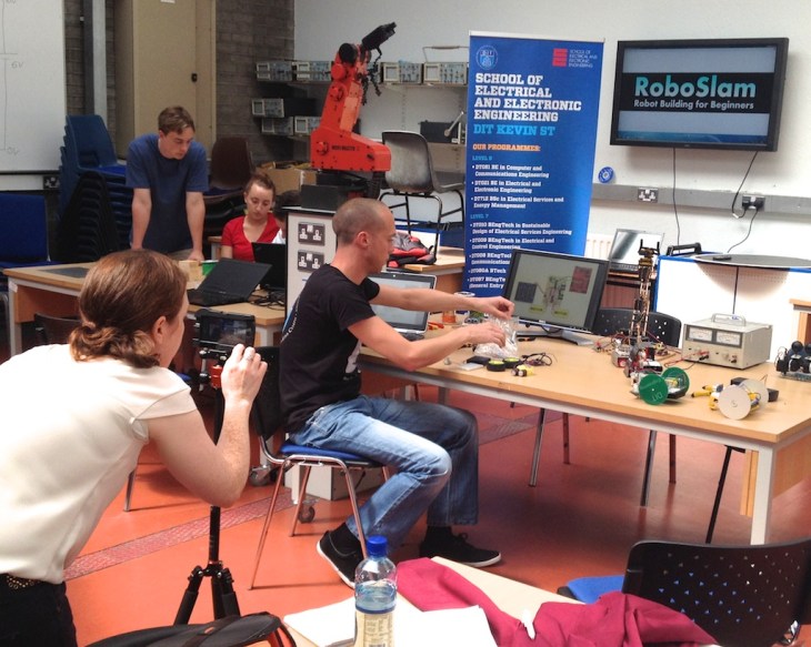 RTE's Sinead Morris filming DIT's Ted Burke using a kitted-out iPhone 5.